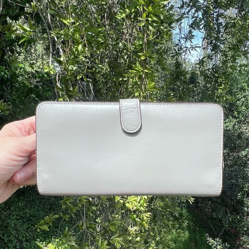 COACH Gray Leather Slim Wallet Clutch CC Holder Gold Hardware AUTHENTIC - Picture 2 of 6